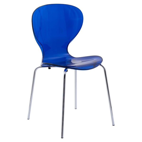 Kd 32.25 x 17 x 16.25 in. Modern Oyster Transparent Side Chair Transparent Blue KD3039917 - main